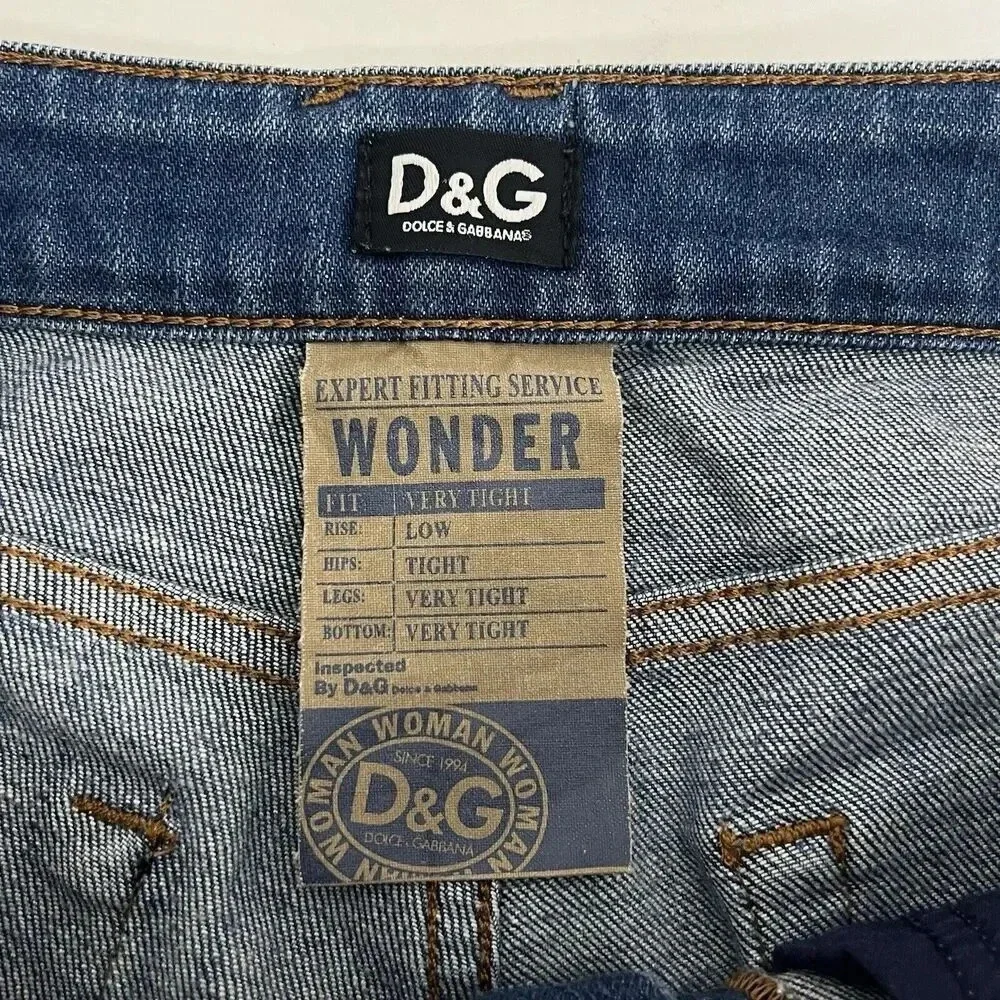 Dolce & Gabbana Women's Skinny Jeans - Dark Blue with Brown Patch - Picture 9 of 12